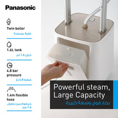 Panasonic Vertical Garment Steamer 2400W for Removing Tough Wrinkles, All-in-One Iron and Clothes Steamer, 6 Steam Levels and Dry, Free Angle Board,1.6L Water Tank,3 Stages Height Adjustment,NI-GWF150