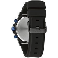 Bulova Marine Star Chronograph Men's Silicone Strap Watch - Black IP/Blue Accents