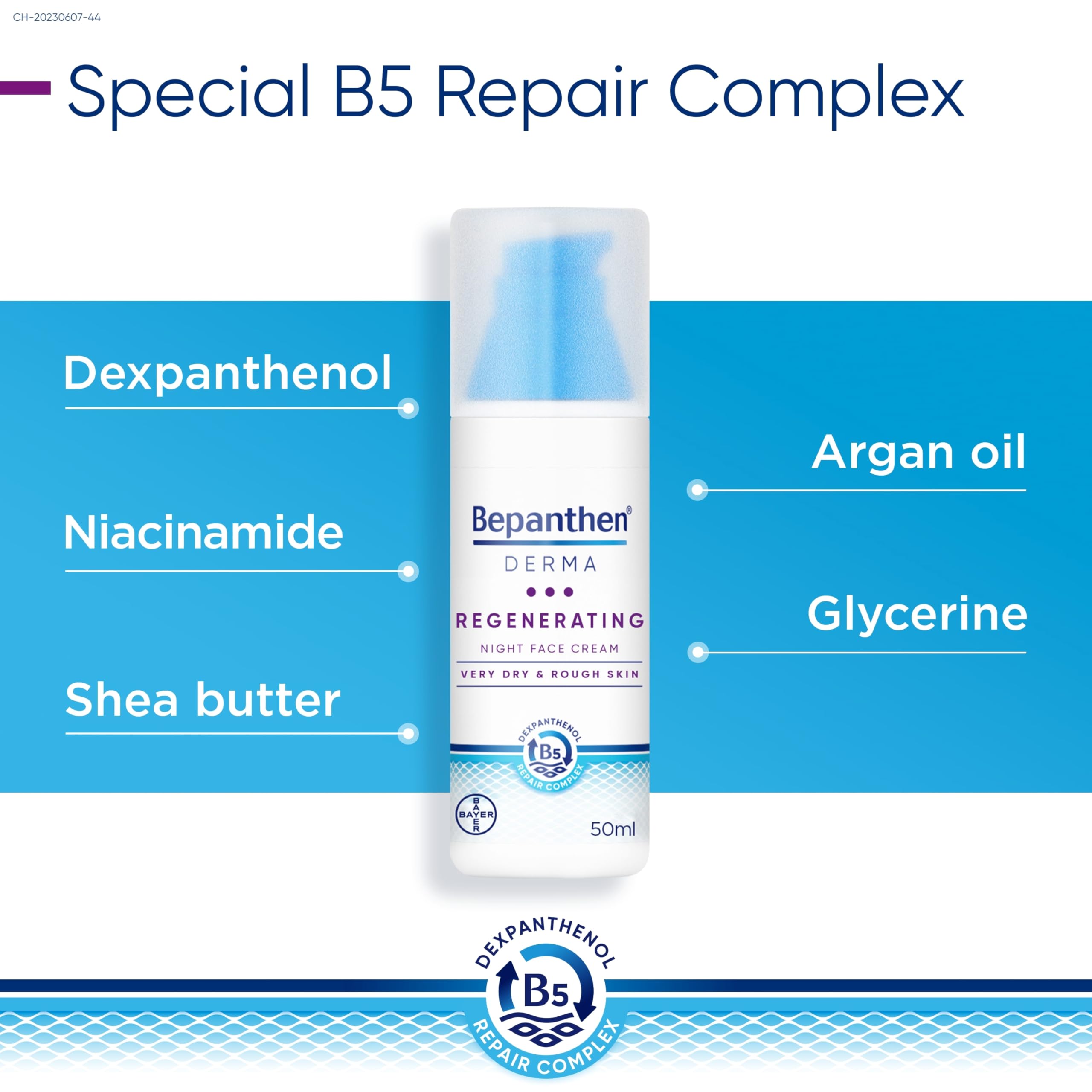 Bepanthen® DERMA Regenerating Night Face Cream, 50ml Pump Bottle