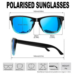 KANASTAL Polarized Sunglasses for Women, Classic Square Mens Sun Glasses, Lightweight Shades for Womens Outdoor 100% UV400 Protection Driving Fishing Golf Outdoor Activities