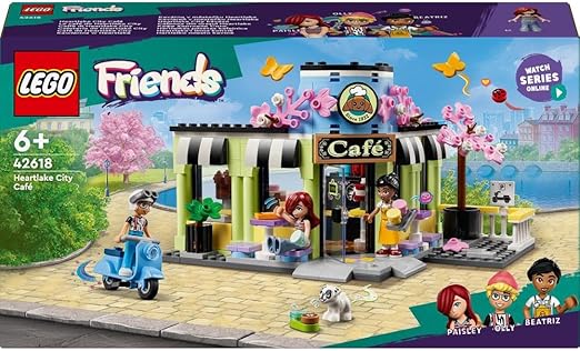 LEGO Friends Heartlake City Café Toy for Kids, Bakery Building Set, Birthday Gift Idea for 6 Plus Year Old Girls and Boys, with 3 Mini-Dolls and a Dog Figure 42618