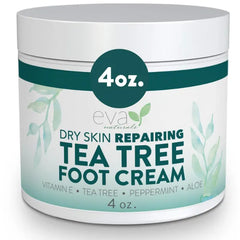 Eva Naturals Tea Tree Foot Cream – Moisturising Foot Lotion & Balm for Dry, Cracked Heels & Feet with Peppermint, Menthol, Spearmint, Aloe, Sunflower Oil & Geranium – Cream for Men & Women - 4 Fl Oz