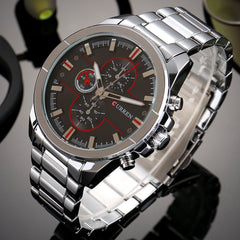 CURREN Original Men's Sports Waterproof Stainless steel band quartz Wrist Watch 8274 - Black