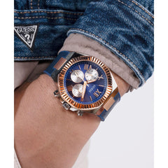 GUESS P SLV CS W/P RS GLD TR/SUN BLUE MF DL/BLUE SILICONE/BLUE SMTH LTR STRP STRP