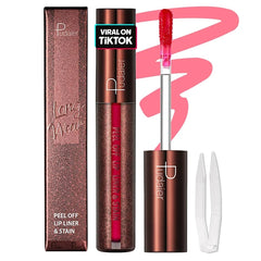 Lezero Peel Off Lip Liner Stain with Tweezer, Highly Pigmented Matte Finish Lip Tint Stain Makeup for Women, Long Lasting Waterproof Smudge-Proof Liquid Lipstick for All Skin Types, SERENDIPITY #4