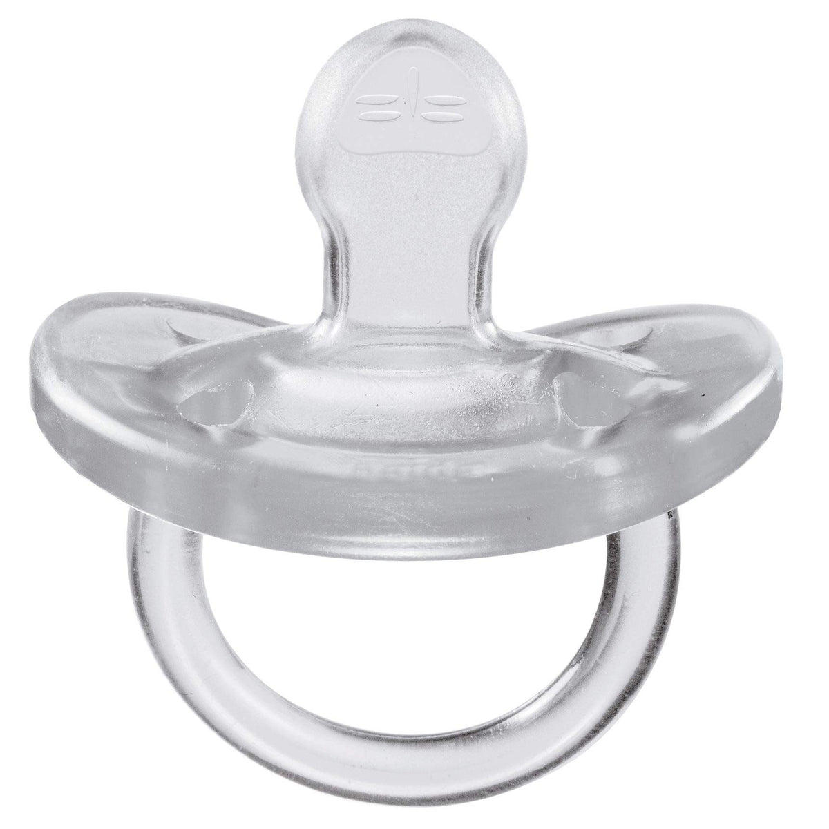 Chicco PhysioForma 100% Soft Silicone One Piece Pacifier for Babies 6-16m, Clear, Orthodontic Nipple, BPA-Free, 2-Count in Sterilizing Case