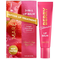 MAREE Lip Balm Hydrating - Lip Balms & Moisturizers - Peptide Lip Treatment Not Tinted - Lip Butter Moisturizer for Very Dry Lips Care Products - Berry Lipbalm