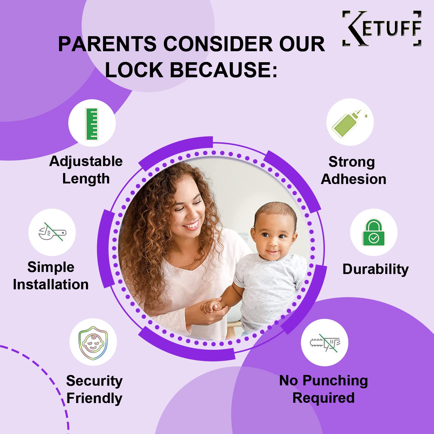 Child Safety locks (6-Pack), Baby Safety Lock, Baby Proofing set, Strong & Adjustable Size/Flexible, Child Proofing Kit, Cabinet locks, Drawers, Toilet Seat, Fridge, Oven, With 6 Extra 3M adhesives