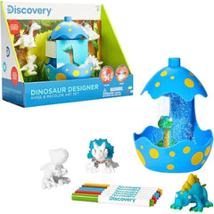 Discovery Dinosaur Crafts Painting Kit, 11 Piece Dinosaur Designer Rinse & Recolor Art Set, Dino Arts, Crafts for Kids, 4 Dinos, Egg Shower, 6 Markers