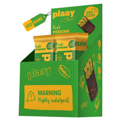 Plaay Chocolate Pistachio Bar – Box of 12, Gluten-Free, Mindfully Crafted for a Deliciously Satisfying Snack with Rich Pistachio Flavor and Premium Dark Chocolate –12 x 35g