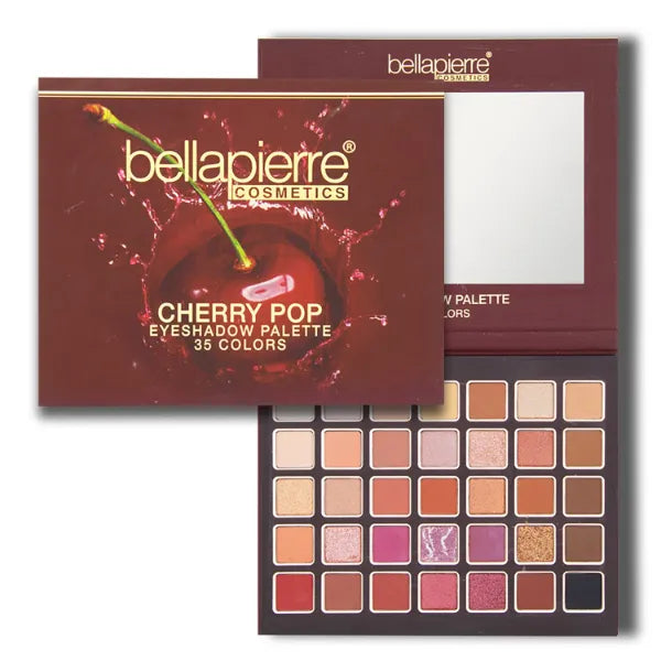 bellapierre Cherry Pop Eyeshadow Makeup Palette | 35 Colorful Shades in a Range of Matte, Satin, Shimmer, and Glitter Finishes - Non-Toxic and Paraben Free | Vegan and Cruelty Free
