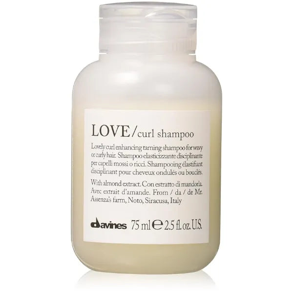 Davines LOVE Curl Shampoo, Enhancing Volume Taming Gentle Formula for Wavy and Curly Hair Softens, Hydrates, and Boosts Curl Elasticity with Almond Extract, Travel Size, 2.54 Fl Oz