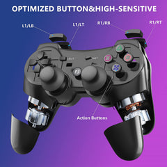 MAKINGTEC Wireless Controller Compatible with PS 3, Bluetooth 4.0 Joystick, Double Shock Vibration Joystick Rechargeable Gamepad, for PS3 USB PC Controller Joypad (Black)