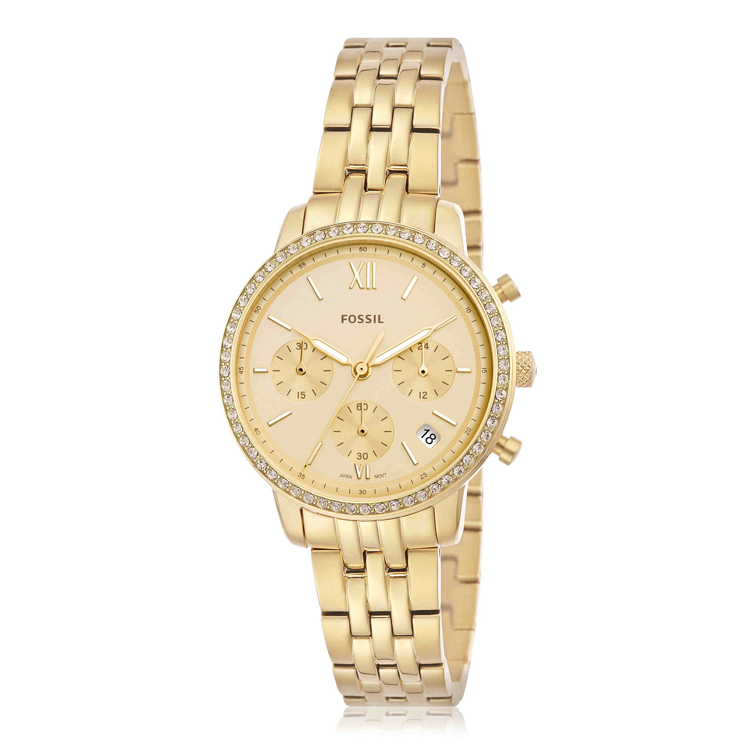 Fossil Women's Neutra Stainless Steel Quartz Chronograph Watch, Gold, One Size, Neutra Chronograph Watch - ES5219