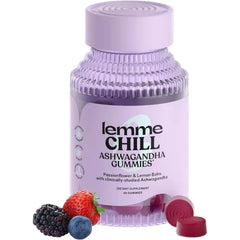 Lemme Chill Stress Relief Gummies with 300mg KSM-66 Ashwagandha, Lemon Balm, Passionflower & Goji to Support Relaxation, Healthy Cortisol & Sleep - Gluten-Free, Non-GMO, Mixed Berry (60 Count)