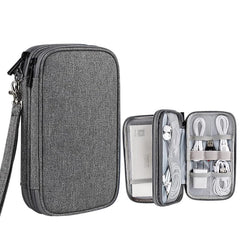 AMERTEER Portable Electronic Accessories Organizer Bag, Waterproof Travel Cable Storage Cases for Charger Bag, USB, SD Cards, Earphones, Hard Drives, Power Bank, and More (Grey)