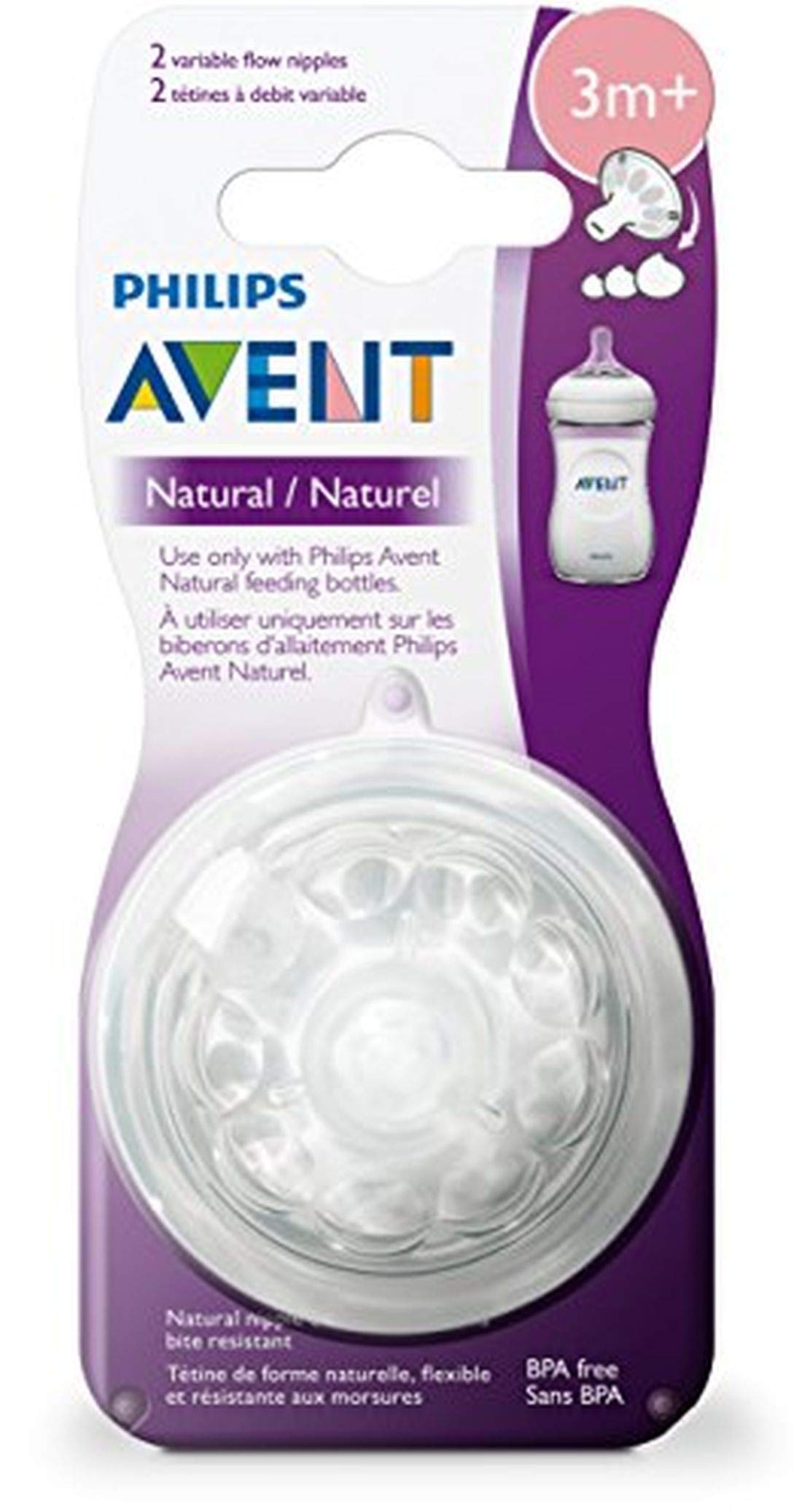 philips Avent Natural Baby Bottle, Variflow 3M plus, 2 pounds, Clear