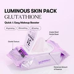 VT COSMETICS Luminous Skin Pack (100 sheets), Quick & Easy Makeup Booster, Instant Cooling & Hydrating, Glowing with Glutathione, Gently Exfoliating, Korean Skincare
