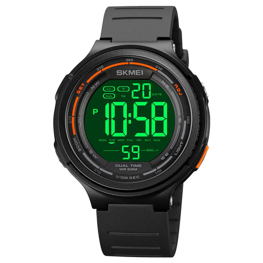 SKMEI Men's Digital Sports Wrist Watch LED Screen Large Face Electronics Military Watches Waterproof Alarm Stopwatch Back Light Outdoor Casual Black Watch - 1841
