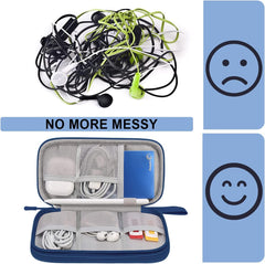 BOVKE Electronic Organizer Travel Cord Organizer Tech Accessories Travel Case Cable Organizer Bag Pouch Double Layer Charger Case for Charging Cables, Charger, Phone, Earbuds, Power Bank,blue