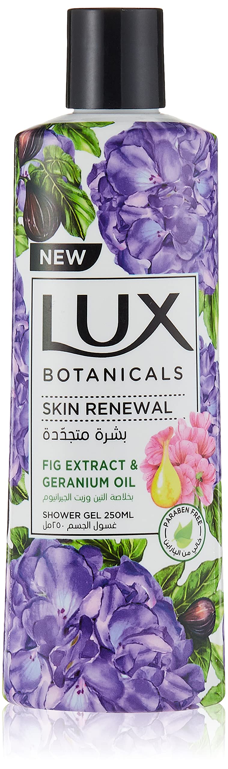 Lux Botanicals Perfumed Body Wash For Skin Renewal With Fig Extract And Geranium Oil, 250ML