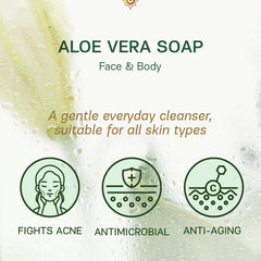 AUTHENTIC BATH & SOAP Cold Processed - Aloe Vera Soap Bar - Soothing, Hydrating for Men & Women, Natural, Cruelty Free, Vegan, Handmade, Face & Body Wash for All Skin Types. (Pack of 2) 120 gr Each