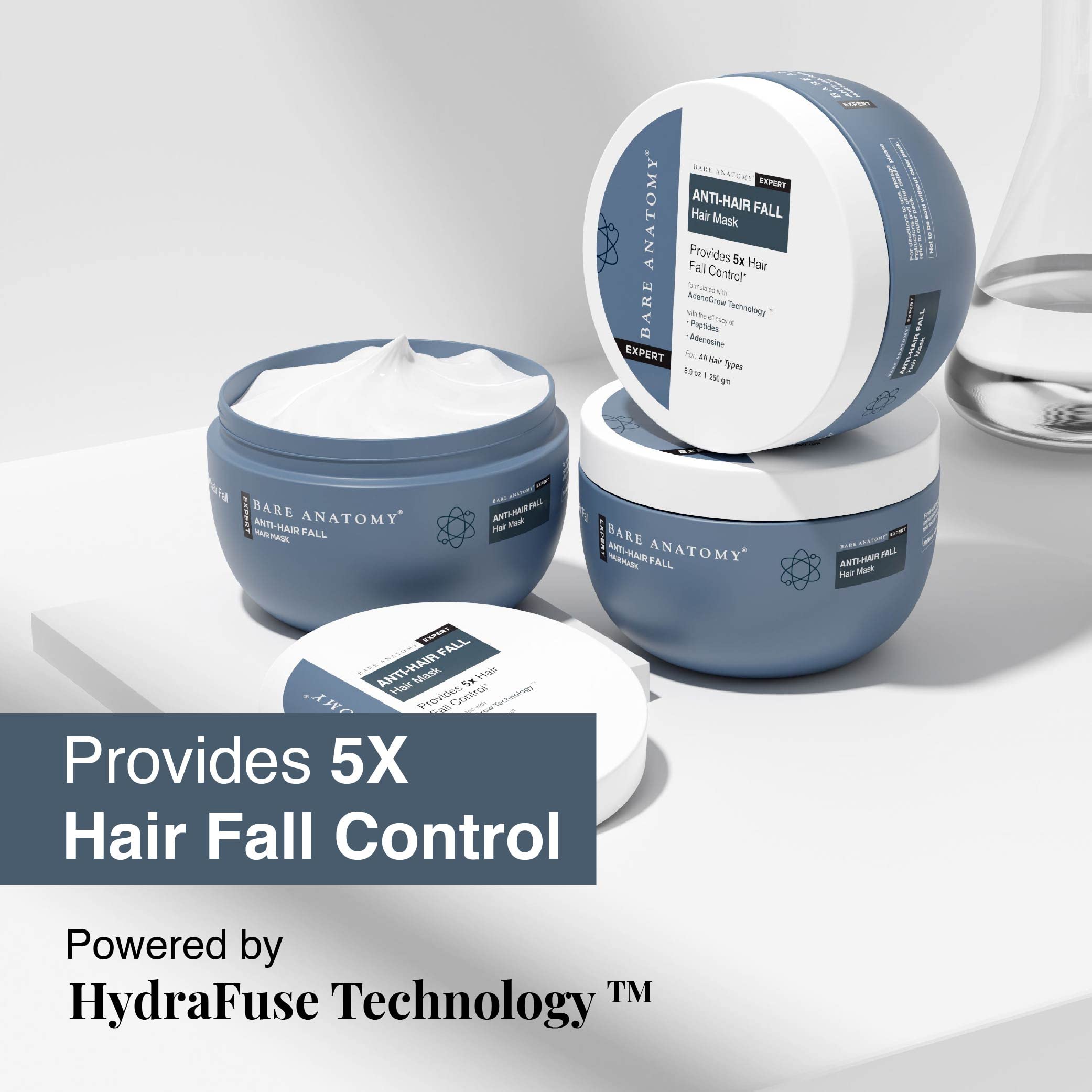Bare Anatomy Anti-Hair Fall Mask Provides 5X Hair Fall Control For Hair Fall Suitable For All Hair Types Enriched With Adenosine And Peptides - 250 ml