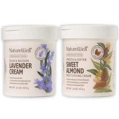 NATURE WELL Sweet Almond & Lavender Gentle Moisturizing Cream Bundle For Face & Body, Smooth & Soften, Restore & Brighten, Ultimate Hydration, 16oz Each