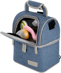 Meichoon Breast Milk Baby Bottle Cooler Bag/Waterproof Baby Milk Bag Freezer/Mommy Travel Backpack/Portable Thermal Insulated Lunch Box for Women Men Large Capacity Handbag (Blue)