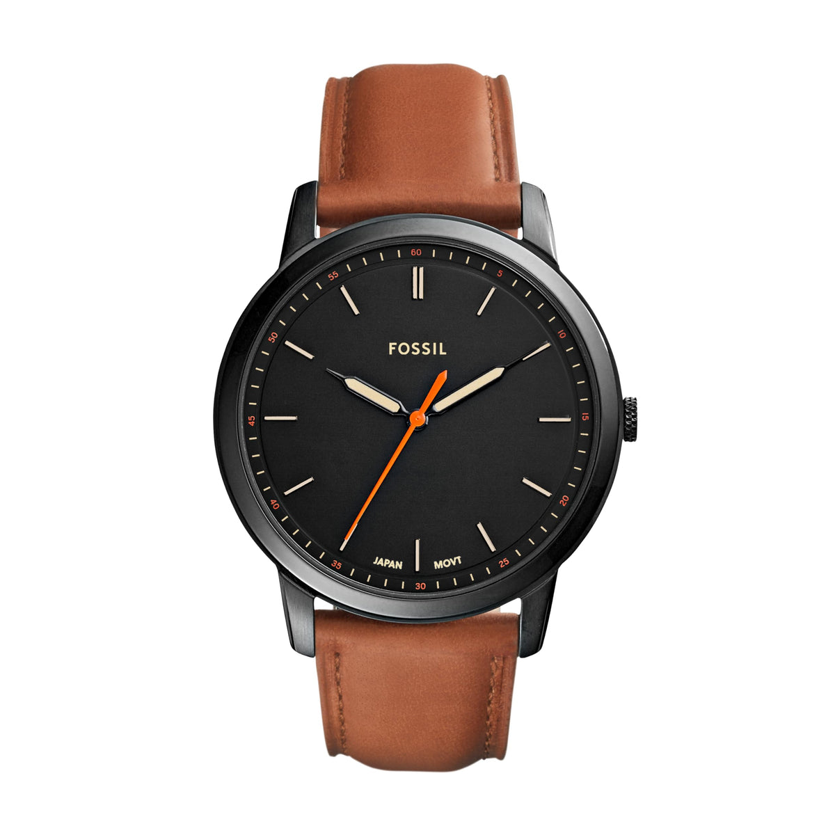 Fossil Men's Quartz Watch, Analog Display and Leather Strap Brown/Black