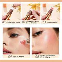 MAKINGTEC 4 Colors Liquid Contour Beauty Wand Set with Cushion Applicator,Highlighter & Blush, Waterproof Contour Pen, Highlighter Stick, Blush Stick Easy to Create 3D Face Makeup Natural Matte Finish