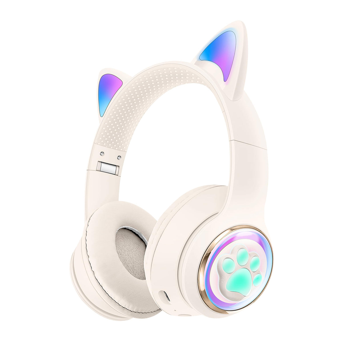 Azonee Cat Ears Wireless Headphones, Kids Bluetooth Headphones with Microphone & 3.5mm Jack, Teens Toddlers Wireless Headphones with Adjustable Headband for ipad/Tablet/PC-White