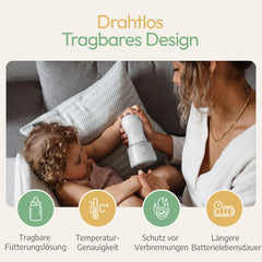 MyBambini's PRO™ Portable Bottle Warmer - Adjustable Temperature - Fast Heating - Car Bottle Warmer - Breast Milk - Compatible with: AVENT PHILIPS & DODIE (White)