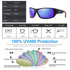 PUKCLAR Polarized Sports Sunglasses for Men Women Running Cycling Fishing Driving Golf TR90 Frame