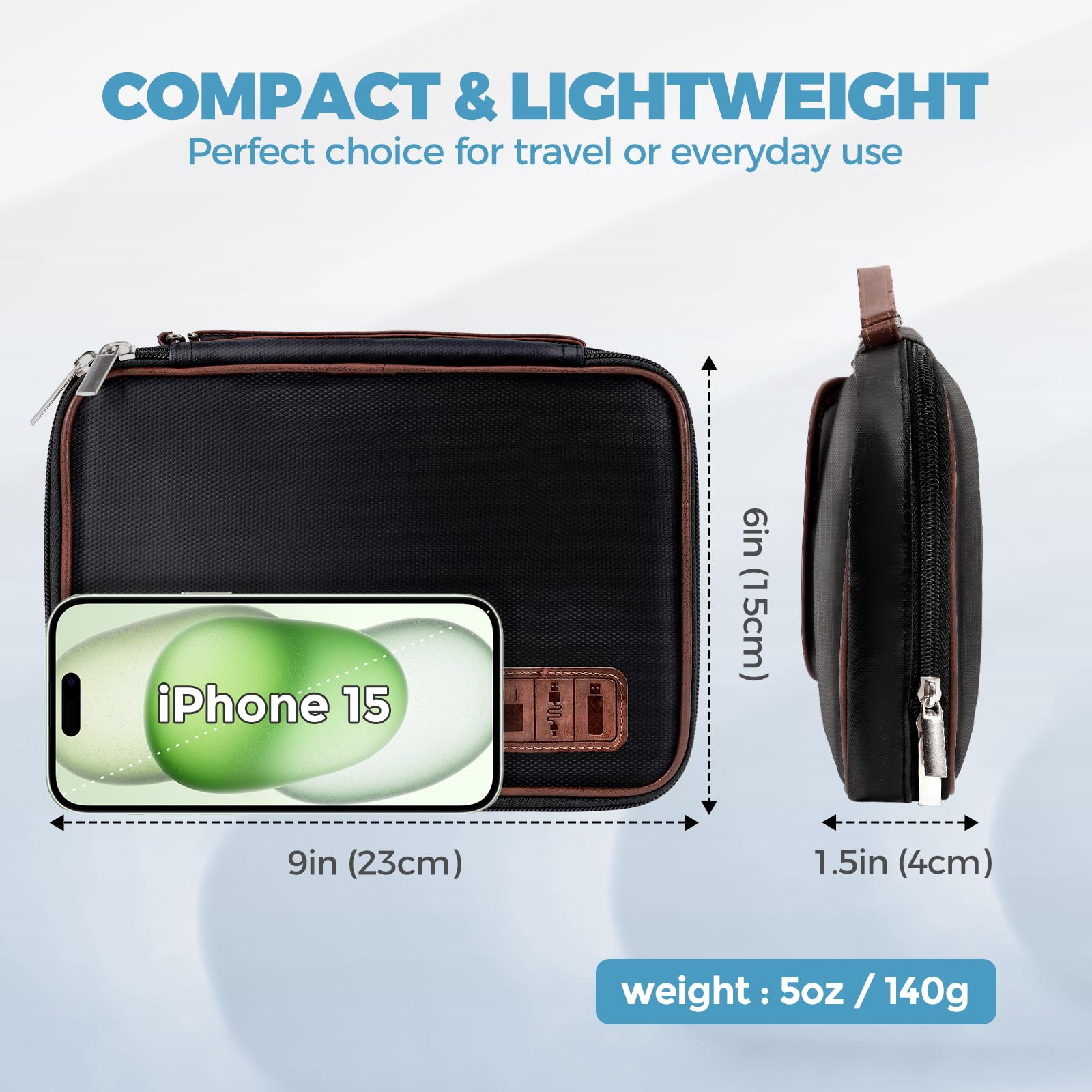 ProCase Electronics Organizer Travel Case, Tech Bag Accessories Pouch for Cords, Charger, Cables, Power Bank, Adapters,Wire -Black