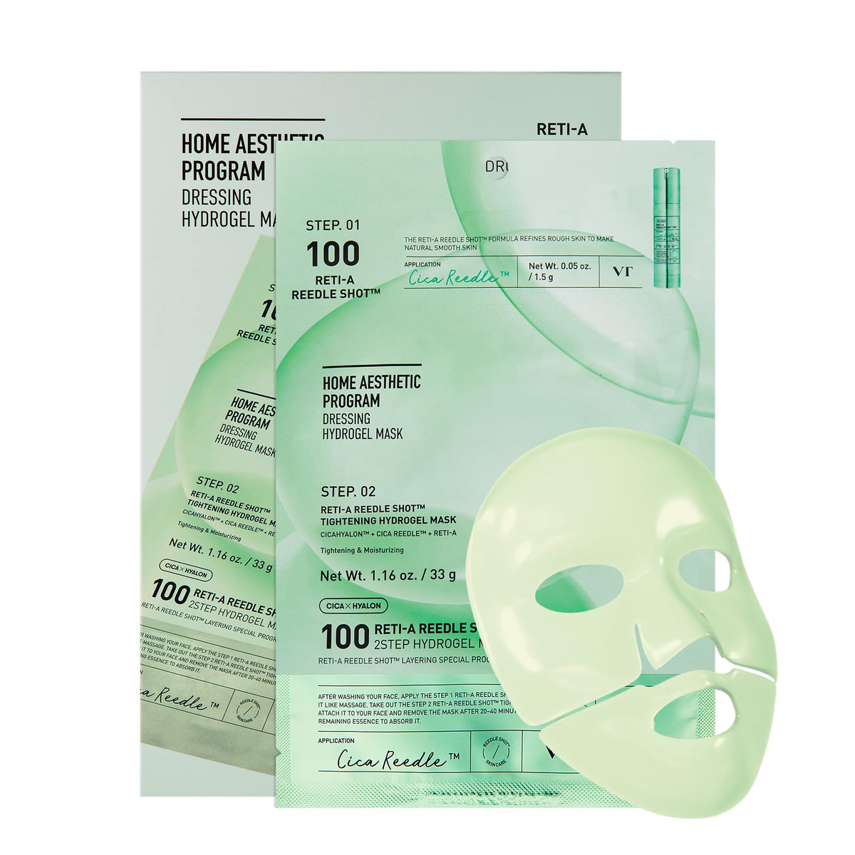 VT COSMETICS Reti-A Reedle Shot 100 2-Step Hydrogel Mask(34.5gx4ea) | Intensive Tightening, Exosome Retinol, Overnight Melting Mask, Ideal for Retinol Beginners, Korean Facial Mask
