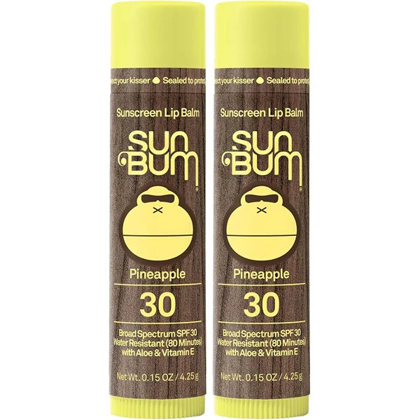 Sun Bum SPF 30 Sunscreen Lip Balm | Pineapple Flavor | Pack of 2 | Vegan and Cruelty Free | With Aloe and Vitamin E