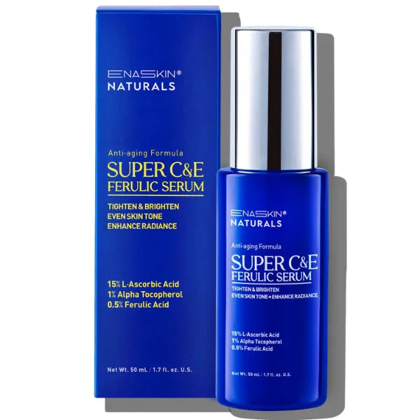 Enaskin Naturals Super C Serum for Face, Vitamin C Face Serum with Ferulic Acid for Women Mature Skin, Premium Formula Vit C Facial Serum for Brightening Dark Spots and Glowing up Skin - 1.7 Oz