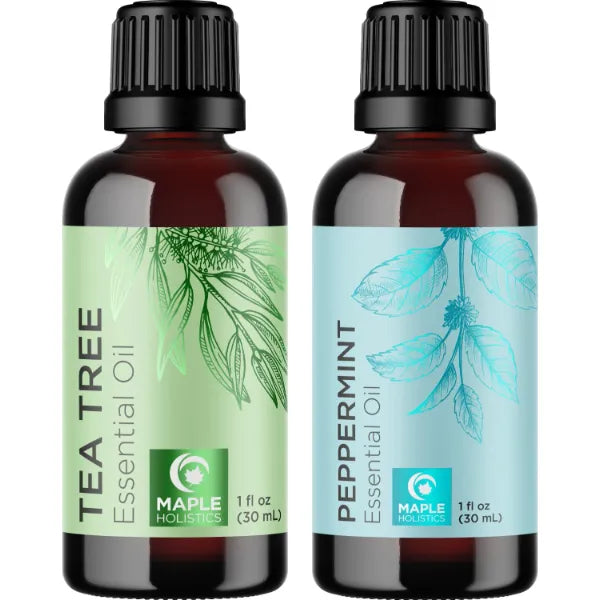 Maple Holistics Premium Hair Oils for Hair and Skin Pure Peppermint and Tea Tree Oil for Hair Growth and Skin Care, Hair Treatment Oils Set - 1 Fl Oz Each