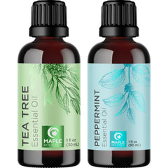Maple Holistics Premium Hair Oils for Hair and Skin Pure Peppermint and Tea Tree Oil for Hair Growth and Skin Care, Hair Treatment Oils Set - 1 Fl Oz Each
