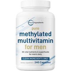 Micro Ingredients Pure Methylated Multivitamin for Men, 240 Capsules | 30 Essential Nutrients with Activated B Complex & Methylfolate + Saw Palmetto, Ginseng, Maca, Lycopene, Vitamin D3 & Zinc