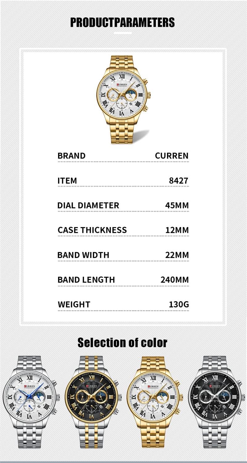 CURREN Original Brand Stainless Steel Band Wrist Watch For Men With Brand (Box & Bag)-8427
