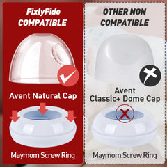 FixlyFido 2-Pack Baby Bottle Rings and Caps for Philips Avent Natural Bottles, Replacement Screw Ring Collars for Avent Natural PP and Glass Bottles, Ideal Replacement for Philips Bottle Lids & Rings