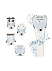 Excefore 5-in-1 Cordless Epilator for Women - Rechargeable Epilator with Dual Speed, LED Light, Shaver, Callus Remover, Massage, Facial Cleaning Head