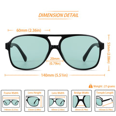 Freckles Mark Vintage Retro 70s Sunglasses for Women Men Classic Large Squared Aviator Frame UV400 Trendy Orange Glasses