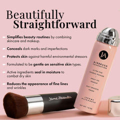 MagicMinerals AirBrush Foundation by Jerome Alexander – 2pc Set with Airbrush Foundation and Kabuki Brush - Spray Makeup with Anti-aging Ingredients for Smooth Radiant Skin (Warm Beige)
