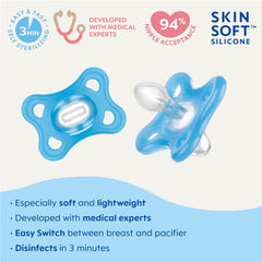 MAM Comfort Baby Pacifier, 100% Lightweight Silicone, 0-3 Months, Baby Boy (Pack of 4)