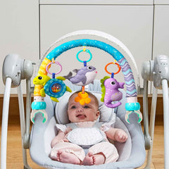 NALACAL Baby Stroller Arch for Bassinet with Universal Clamps, Clip-On Mobile Toys Bassinet Arch Toy Activity Toy Bar Interactive Bassinet Toys for Infants Baby Car Seat Toys Rattle Turtle Music Whale