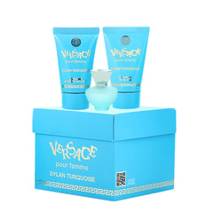 Versace Dylan Turquoise Womens Mini Perfume Trio Gift Set (5ml EDT Splash, 23ml Body Gel & 23ml Shower Gel)