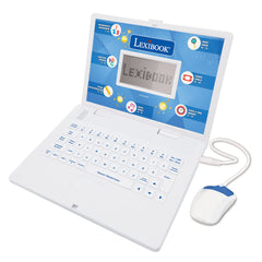 Lexibook - Educational and Bilingual Laptop German/English - Toy with 124 Activities to Learn, Play Games and Music - Blue/White